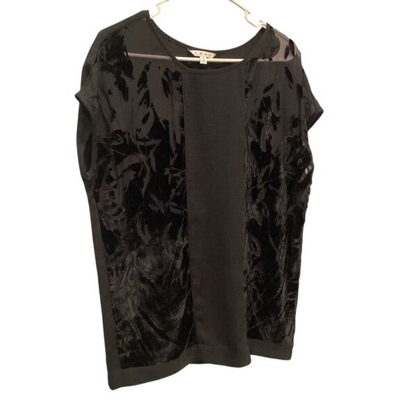 Cabi Womens Velvet Burnout Shirt Size Small Black Top Boxy Oversized Boho Office - Picture 1 of 9
